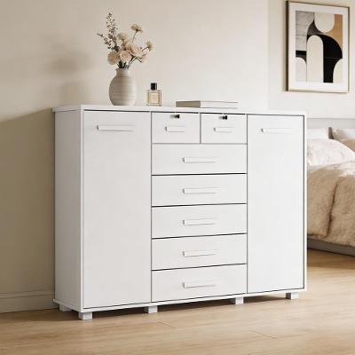 Cômoda Sapateira Riviera A04 7 Gavetas MDP Puxador em MDF Branco Lyam Decor
