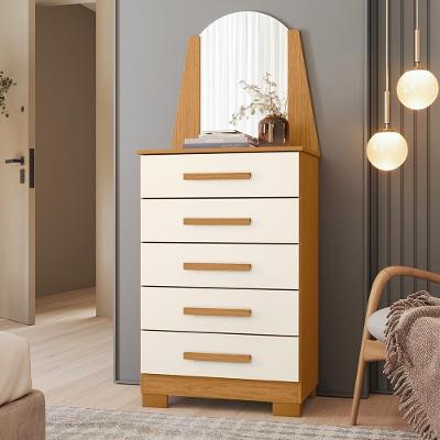 Cômoda para Quarto Savona A04 5 Gavetas MDF MDP com Espelho Cinamomo Off White Lyam Decor