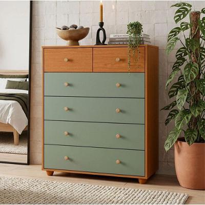 Cômoda para Quarto Varsóvia A04 6 Gavetas MDP Puxadores em Metal Cinamomo Sálvia Lyam Decor