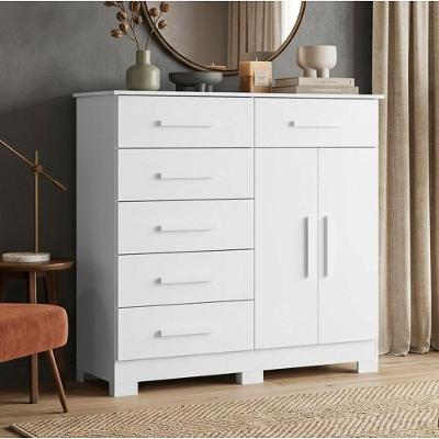 Cômoda Sapateira Potenza A04 6 Gavetas Mdp Mdf Puxador Mdf Branco Lyam Decor