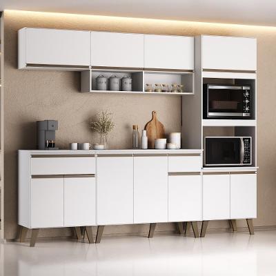 Armário de Cozinha Completa Atlanta Unique 5 Módulos 225cm Branca Móveis Carraro