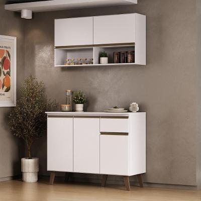 Armário de Cozinha Compacta Atlanta Jolie 2 Portas 1 Gaveta 105cm Branco Móveis Carraro