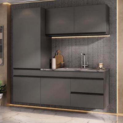 Cozinha Modulada Compacta Suspensa Milano MP2412 6 Portas MDF MDP 181,5cm Grafite Multimóveis