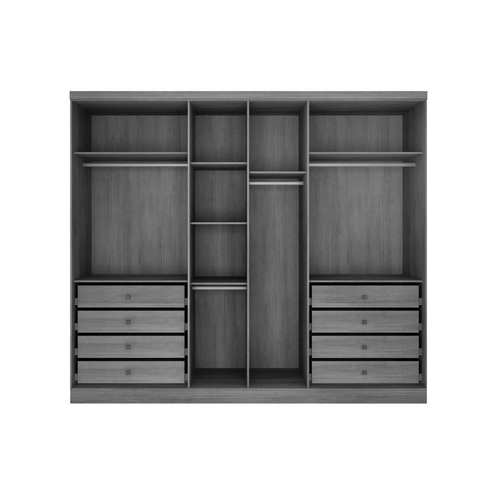 Quarto Casal Modulado Rizon 5 Peças (1 Armário Ponte + 1 Closet + 2 Guarda Roupas + 1 Complemento) QC204 Branco - Novo Horizonte - 5