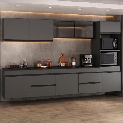 Cozinha Modular Suspensa Milano MP2413 10 Portas 2 Gavetas MDF MDP 301,5cm Cinza Multimóveis