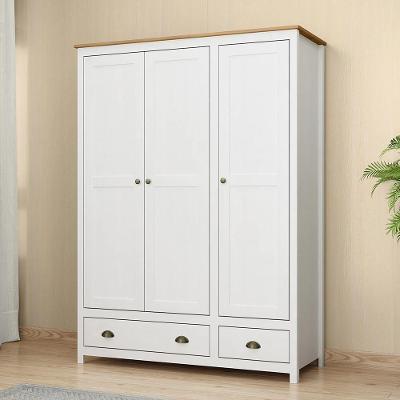 Guarda Roupa Casal Osiris G74 3 Portas 2 Gavetas Madeira Maciça Branco-freijó Gran Belo