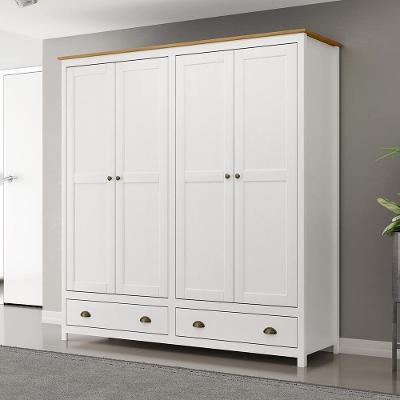 Guarda Roupa Casal Osiris G74 4 Portas 2 Gavetas Madeira Maciça Branco-freijó Gran Belo