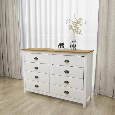 Cômoda Decorativa Osiris G74 8 Gavetas MDF Puxador Metal Branco-freijó Gran Belo