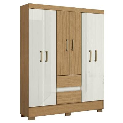 Guarda Roupa Casal Coimbra 6 Portas de Bater MDP com Prateleiras Atacama Off White Aramóveis