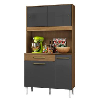 Kit Cozinha Compacta 2004306 4 Portas 91cm Atacama Grafite Aramóveis