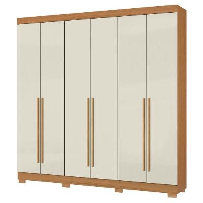 Guarda Roupa Casal 2030230 6 Portas de Bater MDP e MDF Cinamomo Off White Aramóveis