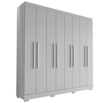 Guarda Roupa Casal Dubai 8 Portas Giratórias com Cabideiro MDP e MDF Branco Aramóveis