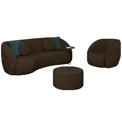 Conjunto de Sofá Clarke e Round 288cm Marrom Veludo G45 Gran Belo