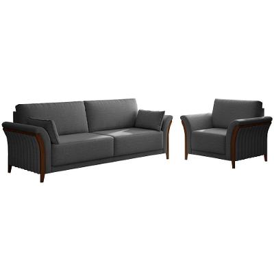 Conjunto de Sofá Market G45 3 Lugares 222cm Cinza Linho Chumbo Gran Belo
