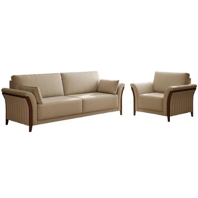 Conjunto de Sofá Market G45 3 Lugares 222cm Bege Linho Gran Belo