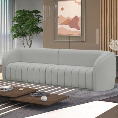 Sofá Adam 4 Lugares 332cm Veludo Cinza Claro para Sala de Estar Gran Belo