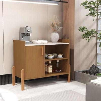 Aparador Buffet Luxor Compacto 1 Porta MDP 80cm Cedro-off SAL Movelaria