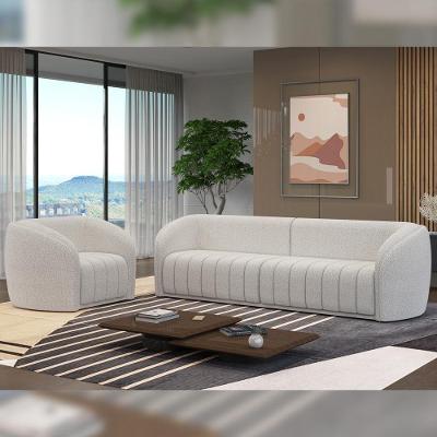 Conjunto Sofá e Poltrona Adam Boucle G45 4 Lugares 332cm Branco Linho Gran Belo