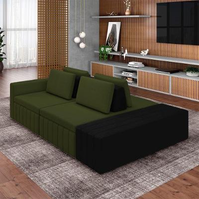 Sofá Modular Ilha Olimpo G45 4 Lugares 285cm Verde Linho Gran Belo