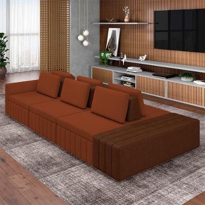 Sofá Modular Olimpo G45 4 Lugares 365cm Terracota Linho Gran Belo