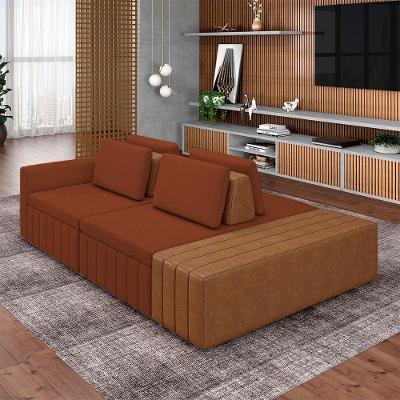 Sofá Ilha Olimpo G45 4 Lugares com Chaise 245cm Terracota Linho Gran Belo