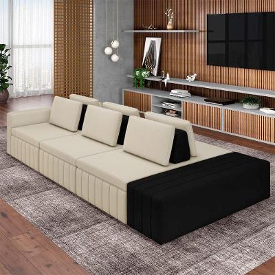 Sofá Modular Ilha Olimpo G45 4 Lugares 365cm Bege Linho Gran Belo