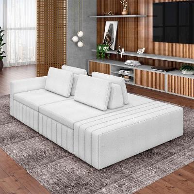 Sofá Ilha Olimpo G45 4 Lugares Modular 265cm Branco Bouclê Gran Belo