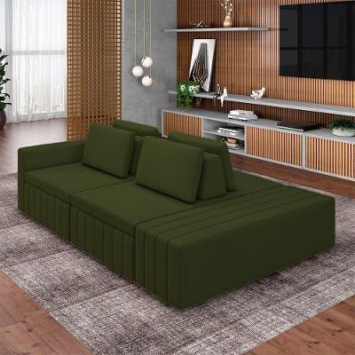 Sofá Ilha Olimpo G45 4 Lugares com Encosto 265cm Verde Linho Gran Belo