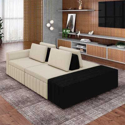 Sofá Modular Ilha Olimpo G45 4 Lugares com Chaise 265cm Bege Linho Gran Belo