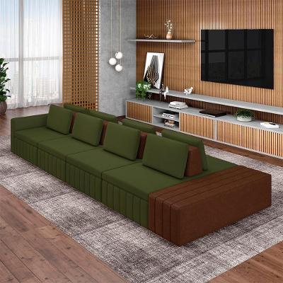 Sofá Modular Ilha Olimpo G45 4 Lugares 465cm Terracota Linho Gran Belo