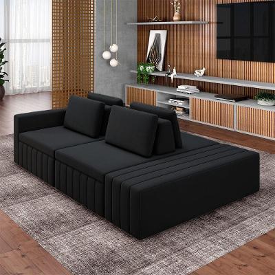 Sofá Ilha Olimpo G45 4 Lugares com Encosto 245cm Preto Veludo Gran Belo