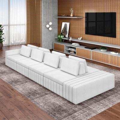 Sofá Ilha Olimpo G45 Modular 505cm Branco Bouclê com Almofadas Móveis Gran Belo