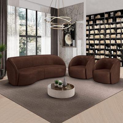 Conjunto Sofá Clarke G45 Bipartido 240cm com 2 Poltronas Pu Marrom Manchado Gran Belo