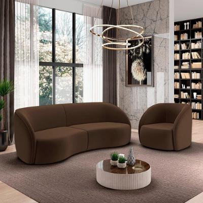 Conjunto de Sofá Clarke G45 Bipartido 240cm Veludo Marrom Gran Belo