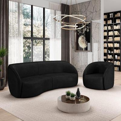 Conjunto Sofá Sala de Estar Clarke G45 Bipartido 240cm Preto Manchado Pu Gran Belo