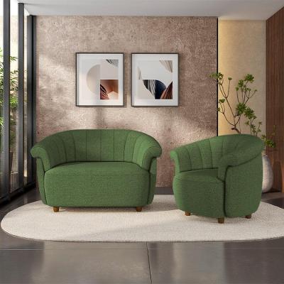 Conjunto de Sofás Latvia 3 Lugares 150cm Verde em Linho Gran Belo