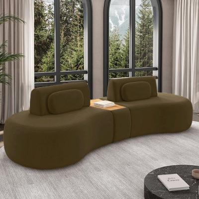 Sofá Modular França G45 3 Lugares Reclinável 302cm Marrom Veludo Gran Belo