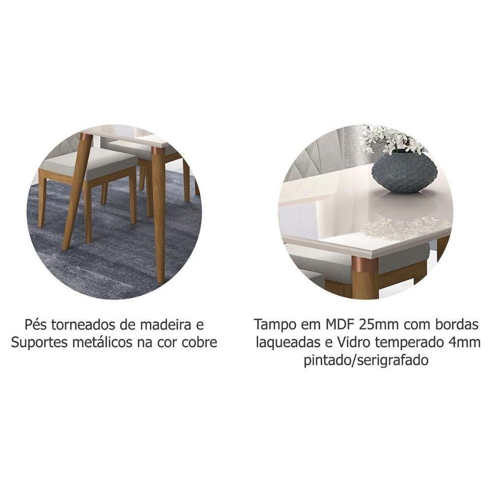 Sala De Jantar Completa C/ Tampo Madeirado 130cm + 4 Cadeiras Juliana Madeira/suede Nude - 7