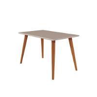 Sala De Jantar Completa C/ Tampo Madeirado 130cm + 4 Cadeiras Juliana Madeira/suede Nude - 2