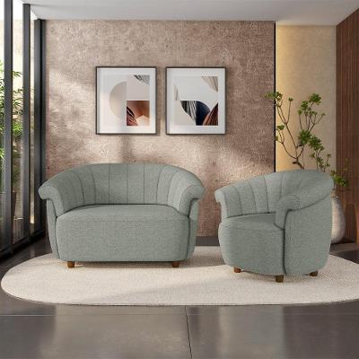 Conjunto de Sofás Latvia G45 3 Lugares 150cm Cinza Escuro em Linho Gran Belo
