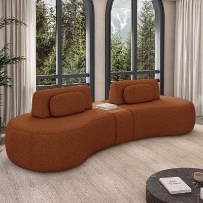 Sofá Modular França G45 3 Lugares Reclinável 302cm Terracota Linho Gran Belo