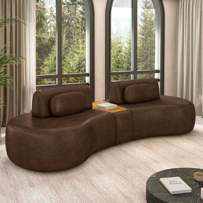 Sofá Modular França 3 Lugares Reclinável 342cm Marrom Couro Sintético Gran Belo