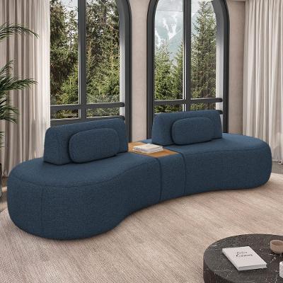 Sofá Modular França G45 3 Lugares Reclinável 342cm Azul Linho Gran Belo