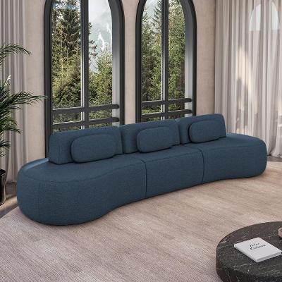 Sofá Modular França G45 3 Lugares Reclinável 326cm Azul Linho Gran Belo