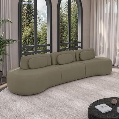 Sofá Modular França G45 3 Lugares Reclinável 326cm Veludo Castor Marrom Gran Belo