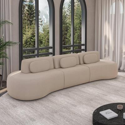 Sofá Modular França G45 3 Lugares Reclinável 326cm Bege Veludo Gran Belo