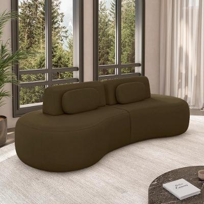 Sofá França G45 4 Lugares Encosto Articulável 280cm Marrom em Veludo Gran Belo