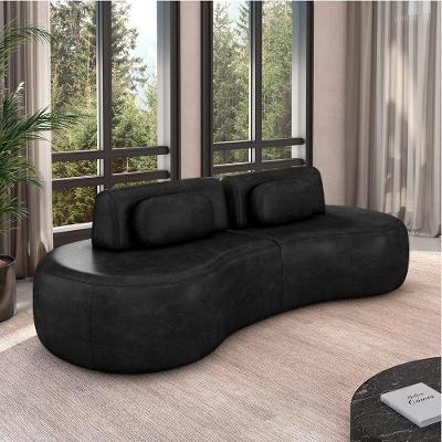 Sofá Modular França G45 4 Lugares Reclinável 240cm Preto Couro Sintético Gran Belo