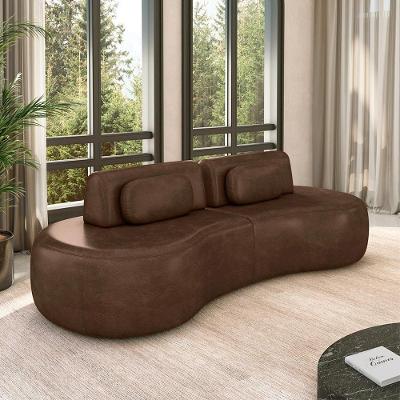 Sofá Modular França G45 3 Lugares Reclinável 280cm Marrom Couro Sintético Gran Belo