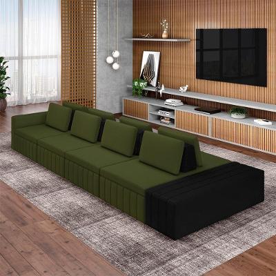 Sofá Modular Ilha Olimpo G45 4 Lugares 465cm Verde Linho Pu Gran Belo